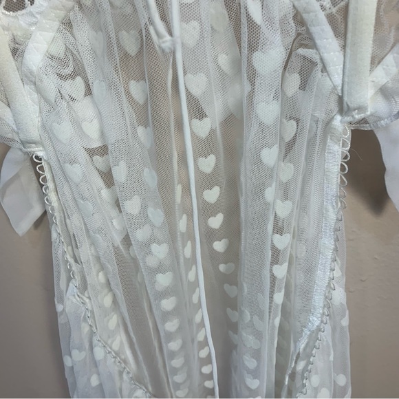 For Love & Lemons Amore Maxi Slip Dress Hearts Bows Pearls - Picture 6 of 16